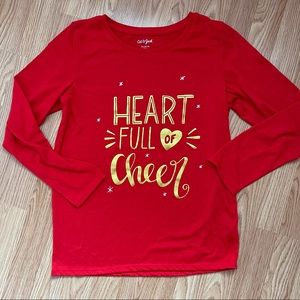 Cat & Jack Holiday Long sleeve top size 14/16 or XL Heart Full Of Cheer